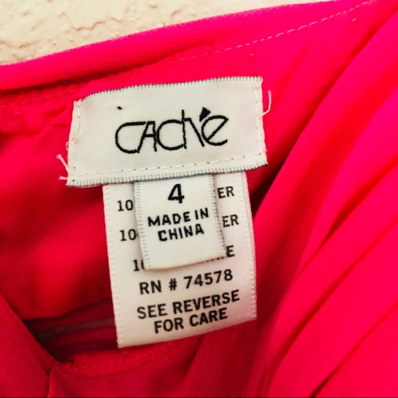 CACHE Pink High Low Illusion Chiffon Dress Sz 4 - Picture 7 of 8